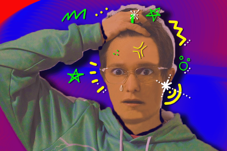 Une image contenant mon profil (Mathilde Boyer), avec un air ahuri. L'image est stylisée, un peu psychédélique.