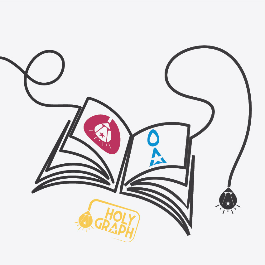pictogramme d'un livre ouvert dessiné par le crayon HOLY GRAPH